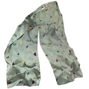 anne klein mint green 100% Silk vintage JAPAN HEART print scarf floral i…